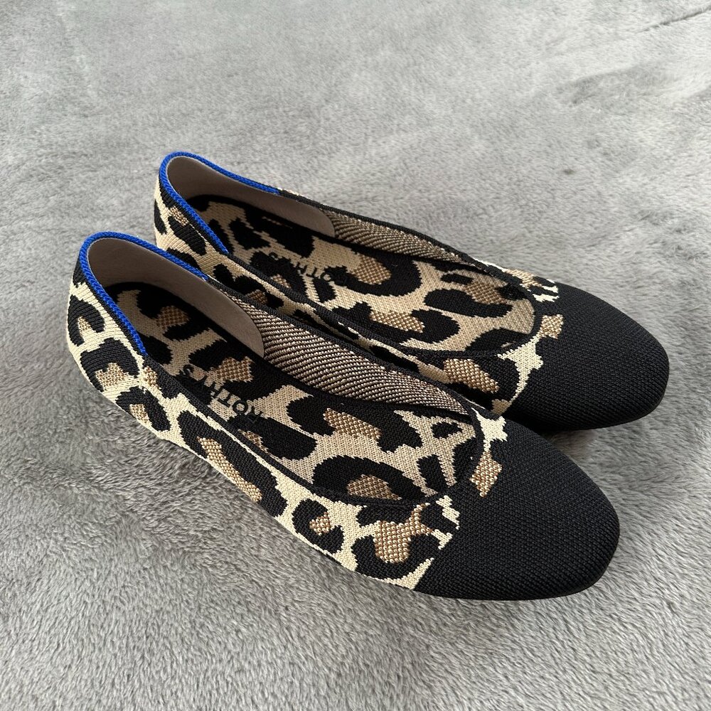 Rothy's Animal Print Flats with Blue Accent
